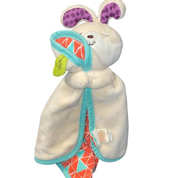 My B Toys Lovey Plush Bunny Rabbit Security Blanket Crinkle Leaf Baby Nursery - Picture 2 of 13